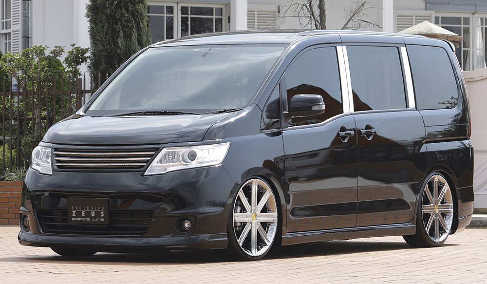 M'z SPEED サイドステップ スーパーブラック (KH3) FRP セレナ C25 NC25 H19.12～H22.10 20S/20G MC后