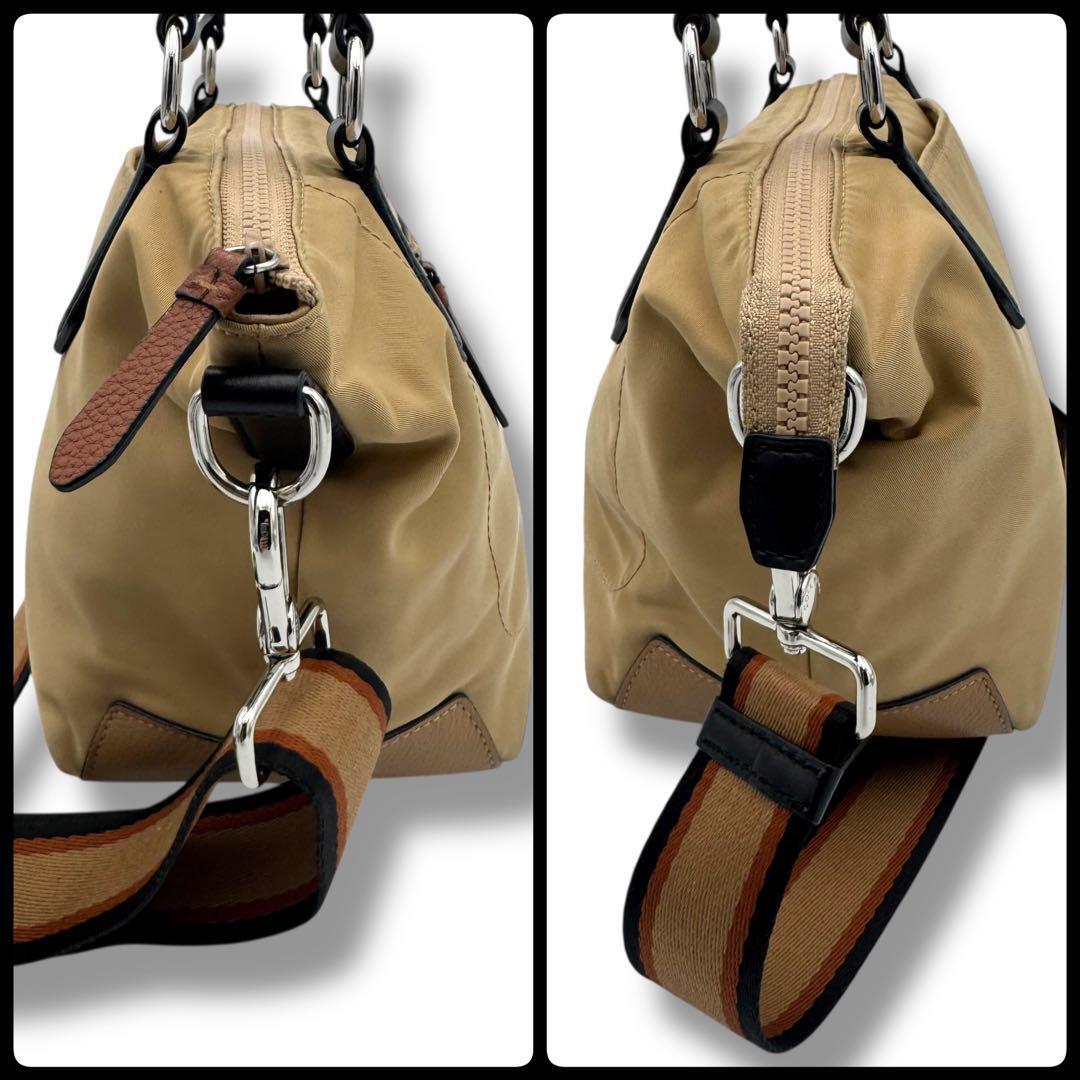 美品　コールハーン　2way ショルダーバッグ　バイカラー　ブラウン　ナイロン