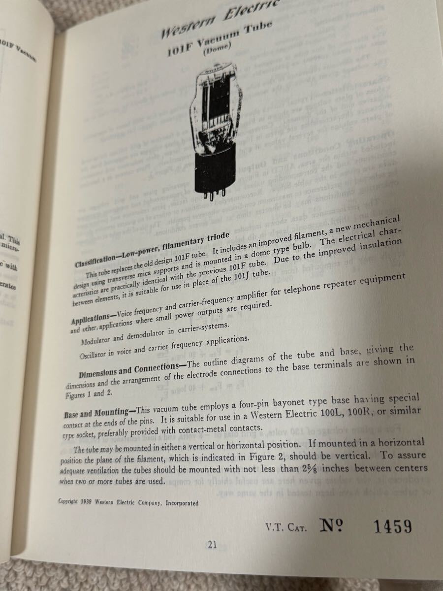 本　WESTERN ELECTRIC TUBE DATA 真空管　無(wú)線