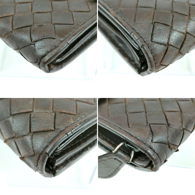 BOTTEGA VENETA ボッテガヴェネタ 長財布 イントレチャート ブラウン レザー 二つ折り財布 メンズ レディース 箱 保存袋 ブランド 中古