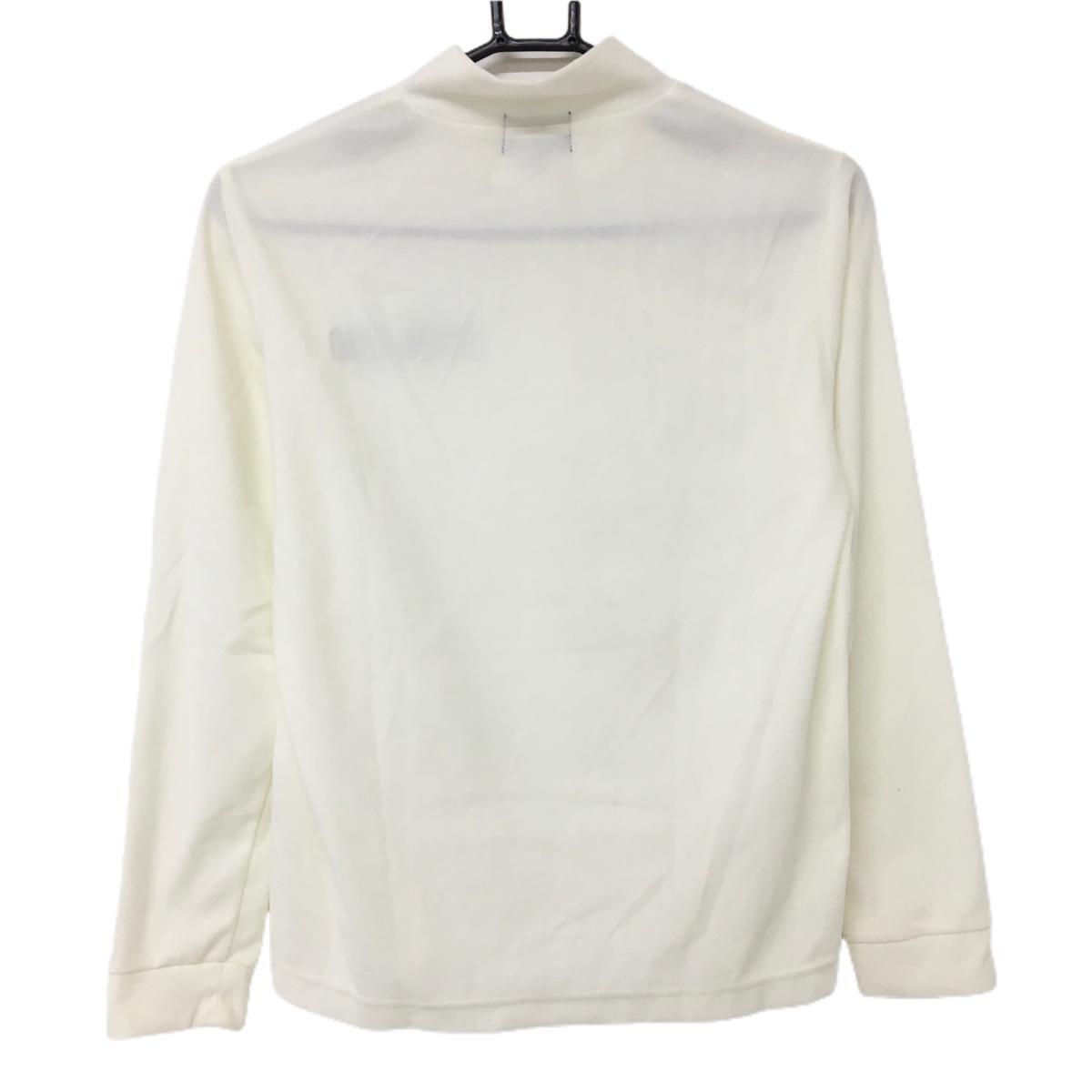 パーリーゲイツ 長袖ハイネックシャツ 白 表起毛 ロゴネイビー ハーフジップ レディース 1(M) ゴルフウェア PEARLY GATES_画像2