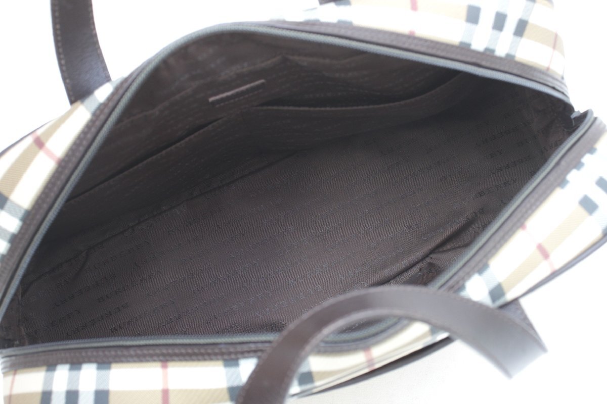 1B547☆ バーバリー BURBERRY ☆ MADE IN ITALY スクエア ミニ ボストンバッグ ハンドバッグ チェック柄 美品 【ニューポーン】