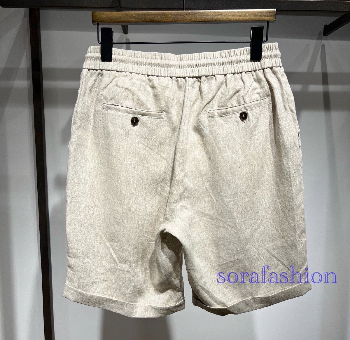 BRUNELLO CUCINELLI Brunello Cucinelli мужской linen шорты лен шорты хаки S casual Bottoms слаксы половина хлеб 