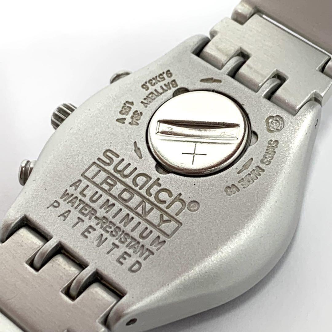 180 稼働品 電池交換済 Swatch IRONY スウォッチ アイロニー SWISS レディース 腕時計 デイト クロノグラフ ストップウォッチ付 人気 希少 