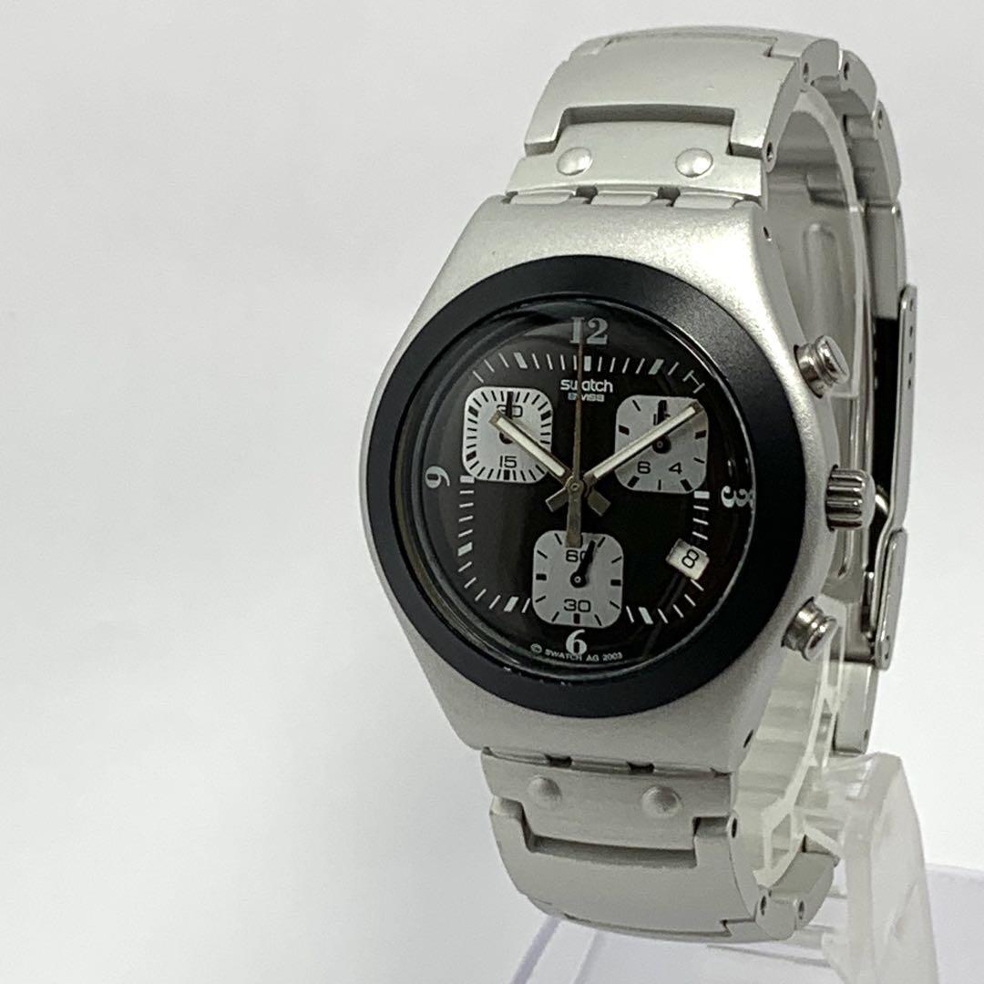 180 稼働品 電池交換済 Swatch IRONY スウォッチ アイロニー SWISS レディース 腕時計 デイト クロノグラフ ストップウォッチ付 人気 希少 