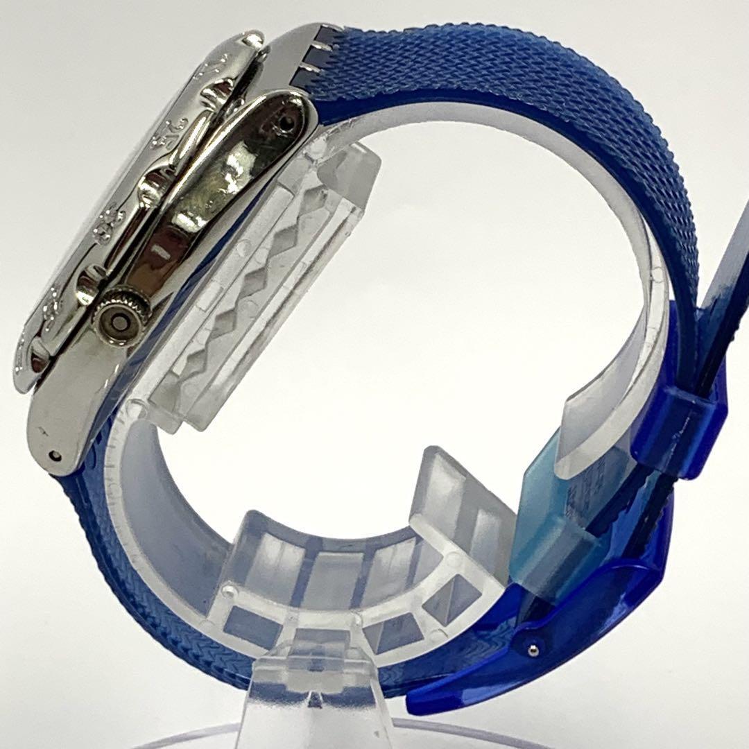 199 稼働品 電池交換済 ★訳あり Swatch スウォッチ SWISS メンズ 腕時計 3針 デイト 蓄光 回転ベゼル ラバーベルト 人気 希少
