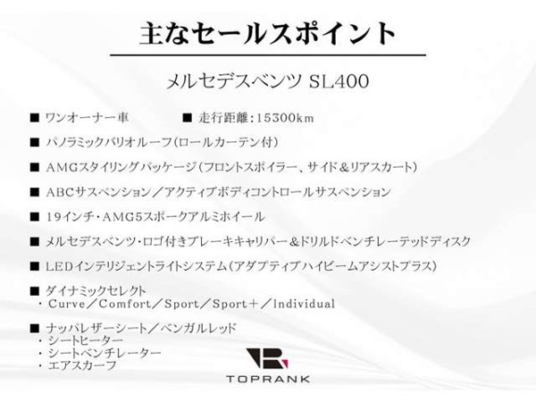 SLクラス SL400 パノラマバリオルーフ 赤革 19AW 1オーナー