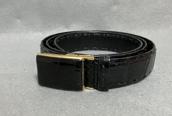 クロコダイル ベルト 黒 ブラック CROCODILE DIAMOND PAT.R.NO.521596 ダイヤモンド 貴523三