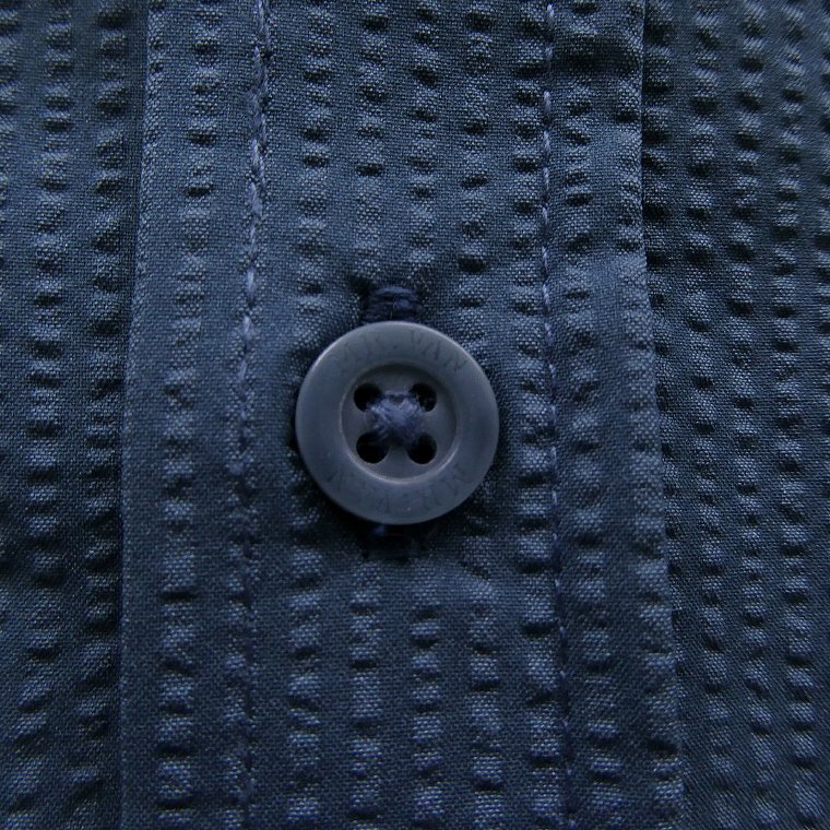 新品 ミスターヴァン 25年春夏 半袖 シアサッカー シャツ L 【va652068_BL/GRAY】 MR.VAN ロゴ ボタンダウン ストレッチ ドライ 速干