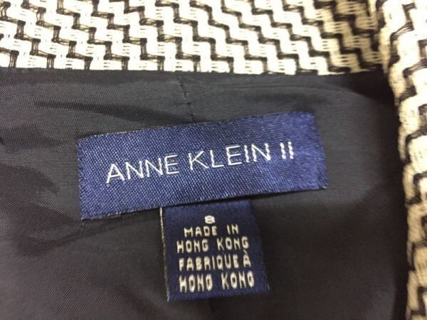 アンクライン Anne Klein モード クラシック ノーベント ノッチドラペル 総柄 シングルテーラードジャケット レディース ウール100% 8 黒白