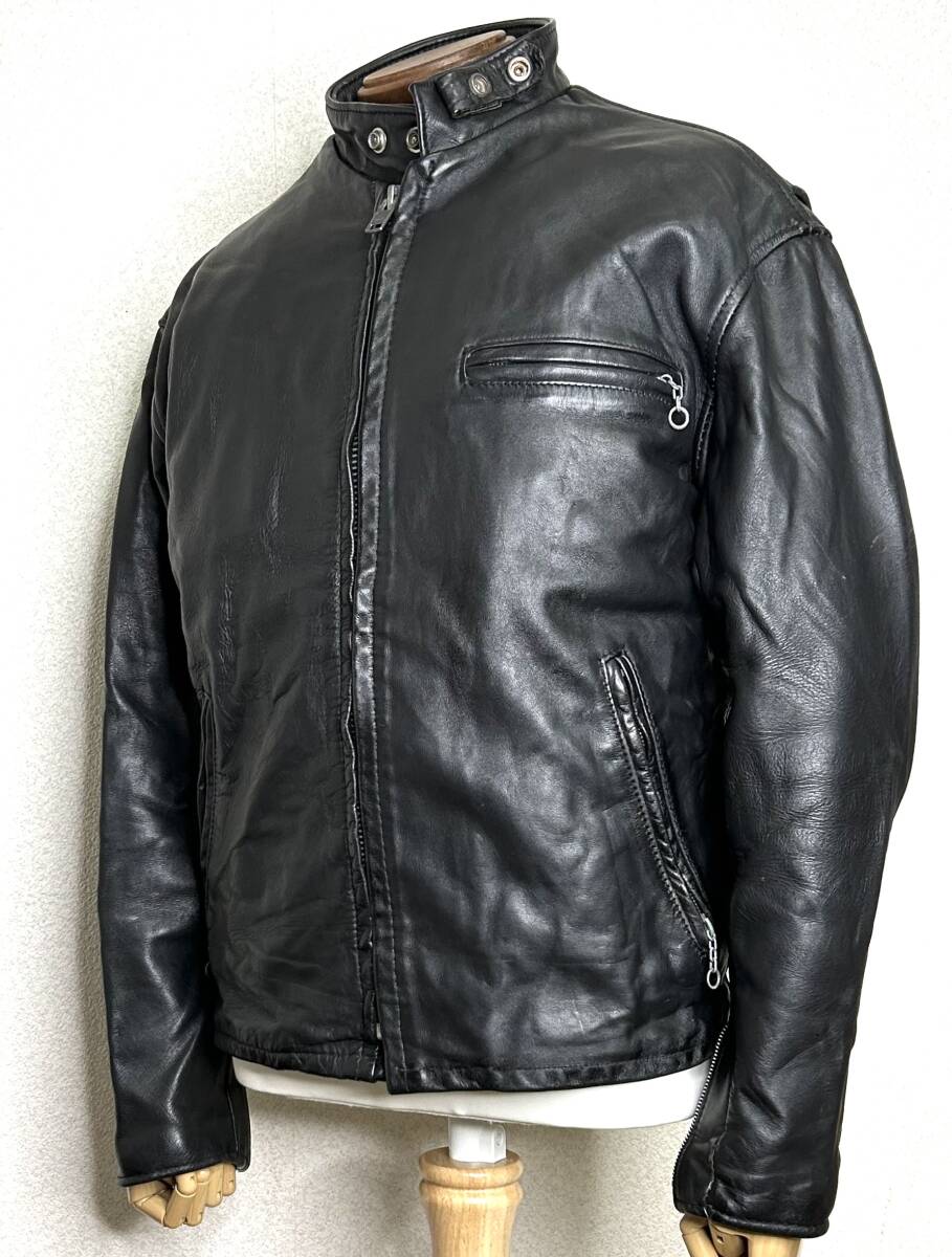 良品①schott 641【42】米國(guó)制シングルライダース◇牛革ジャン ハーレーgpzショベル★匿名配送