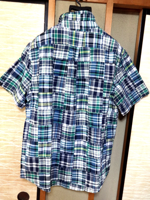 GAP☆パッチワーク　半袖シャツ☆ボタンダウン☆Lサイズ表記　ネイビーグリーン他　著淺です。