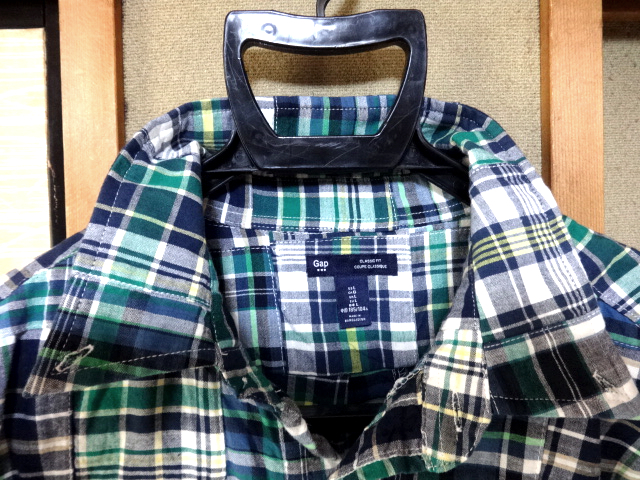 GAP☆パッチワーク　半袖シャツ☆ボタンダウン☆Lサイズ表記　ネイビーグリーン他　著淺です。