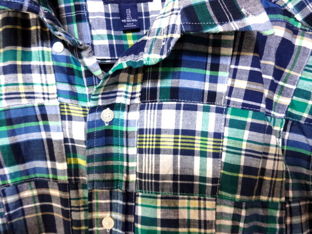 GAP☆パッチワーク　半袖シャツ☆ボタンダウン☆Lサイズ表記　ネイビーグリーン他　著淺です。