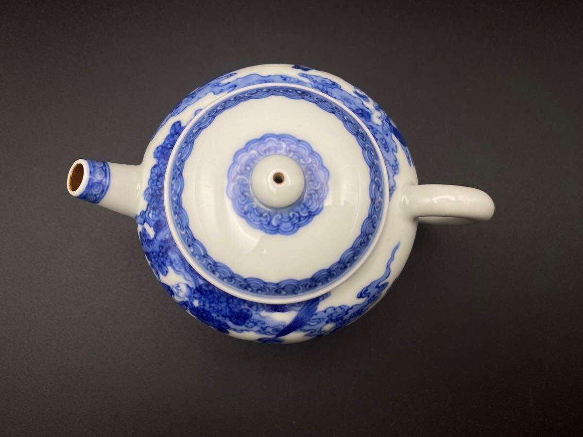急須 華中亭 道八 染付 京焼 共箱 茶器 時代物 横手急須 茶道具