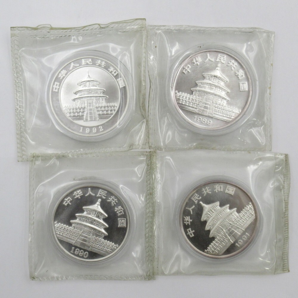 中国 パンダ銀貨 10元 1oz 純銀 熊猫 1989/1990/1991/1992年 計4