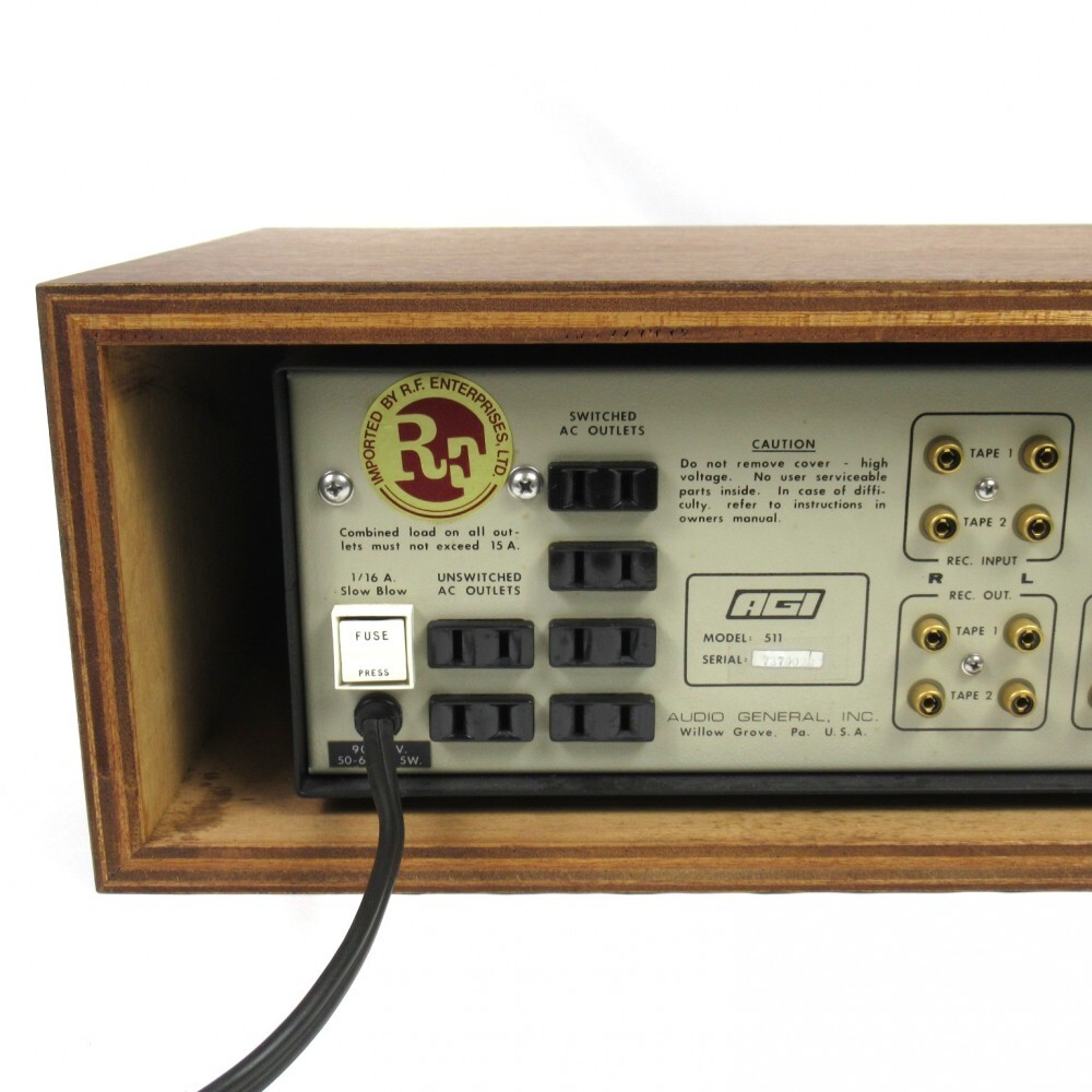 1円? AGI Model511 プリアンプ コントロールアンプ ウッドケース付 通電確認(rèn)済 動(dòng)作未確認(rèn) ※同梱不可 3854670