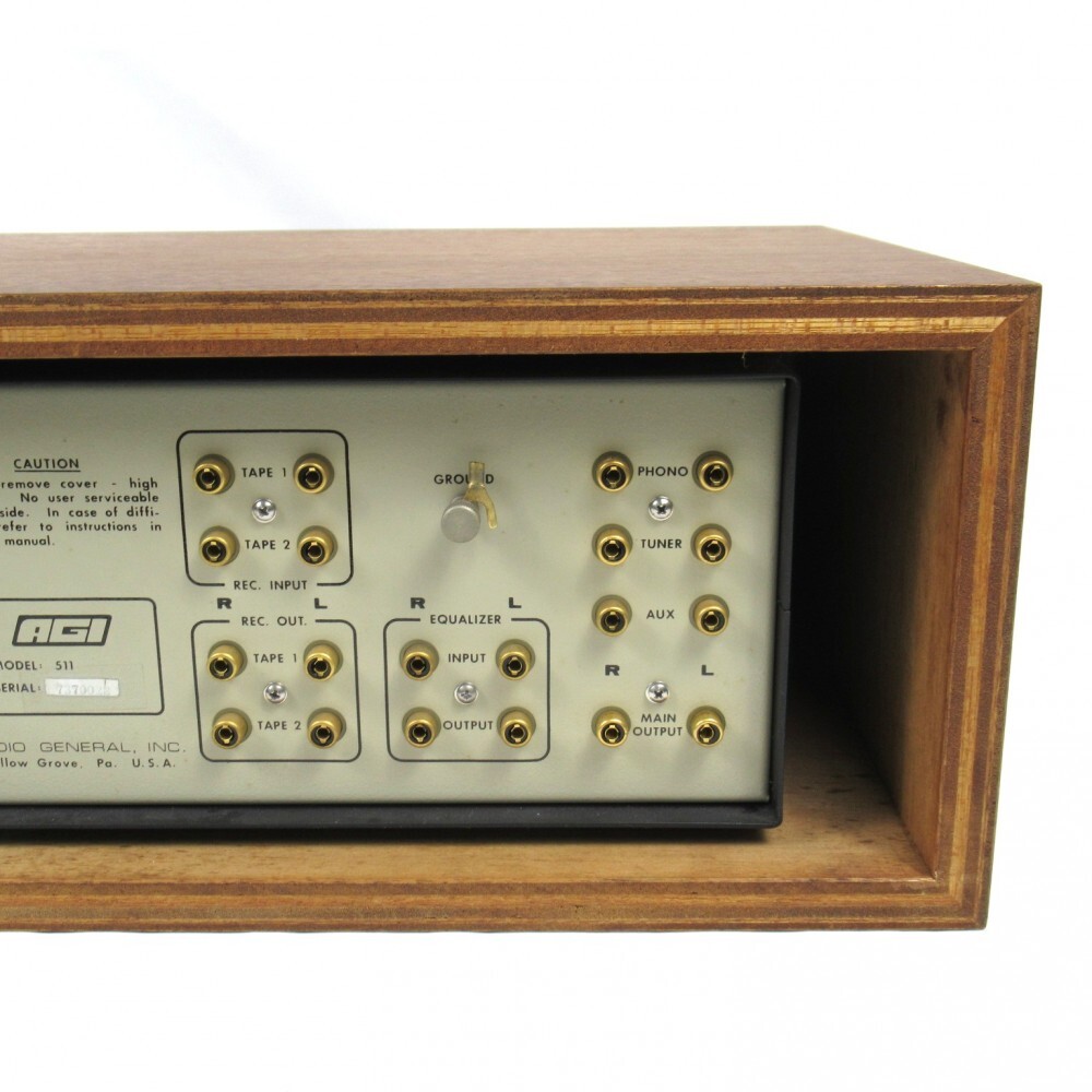 1円? AGI Model511 プリアンプ コントロールアンプ ウッドケース付 通電確認(rèn)済 動(dòng)作未確認(rèn) ※同梱不可 3854670