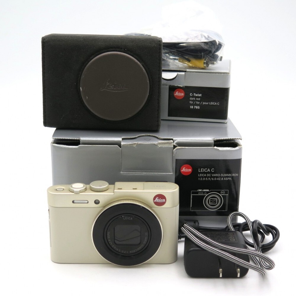1円? Leica ライカ C (Typ112) コンパクトデジタルカメラ ライトゴールド 箱?ケース付 動作未確認(rèn) 現(xiàn)狀品 3811931