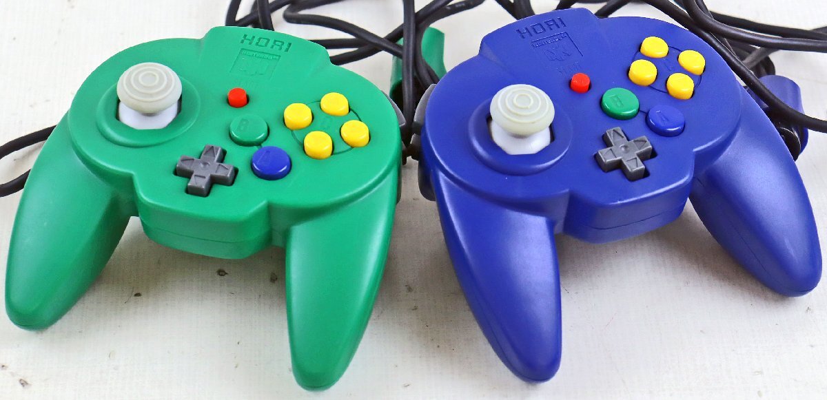 S◆ジャンク品◆ゲーム周辺機(jī)器 コントローラ2個(gè)セット『HORIPAD MINI/ホリパッド ミニ N64/ロクヨン グリーン?ブルー』 HORI/ホリ 日本制
