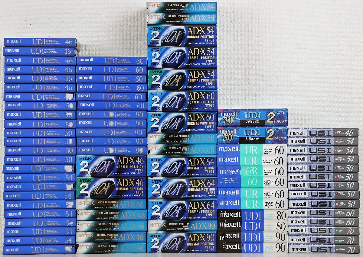 M◆未使用品◆録音用カセットテープ 95本セット maxell UD1-46(F)/50(F)/54(F)/60(F)/90(F)/USI46/50/54/60/70/UR60(D)/80(D)/90(D)/TDK 他