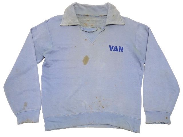VAN JACKET 70s vintage original SWEATSHIRT / ヴァンヂャケット 襟付き 前V スウェット IVY TRAD ボロ メンズ 当時物_画像1