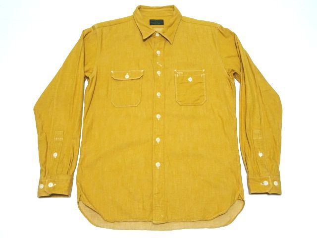 MOUNTAIN JAM STAR BRAND 1930s WORK SHIRT / マウンテンジャム チンストラップ付き ワークシャツ からし色 日本製 メンズ_画像1