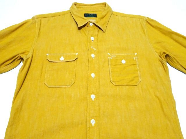 MOUNTAIN JAM STAR BRAND 1930s WORK SHIRT / マウンテンジャム チンストラップ付き ワークシャツ からし色 日本製 メンズ_画像2