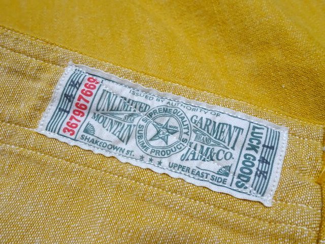 MOUNTAIN JAM STAR BRAND 1930s WORK SHIRT / マウンテンジャム チンストラップ付き ワークシャツ からし色 日本製 メンズ_画像6