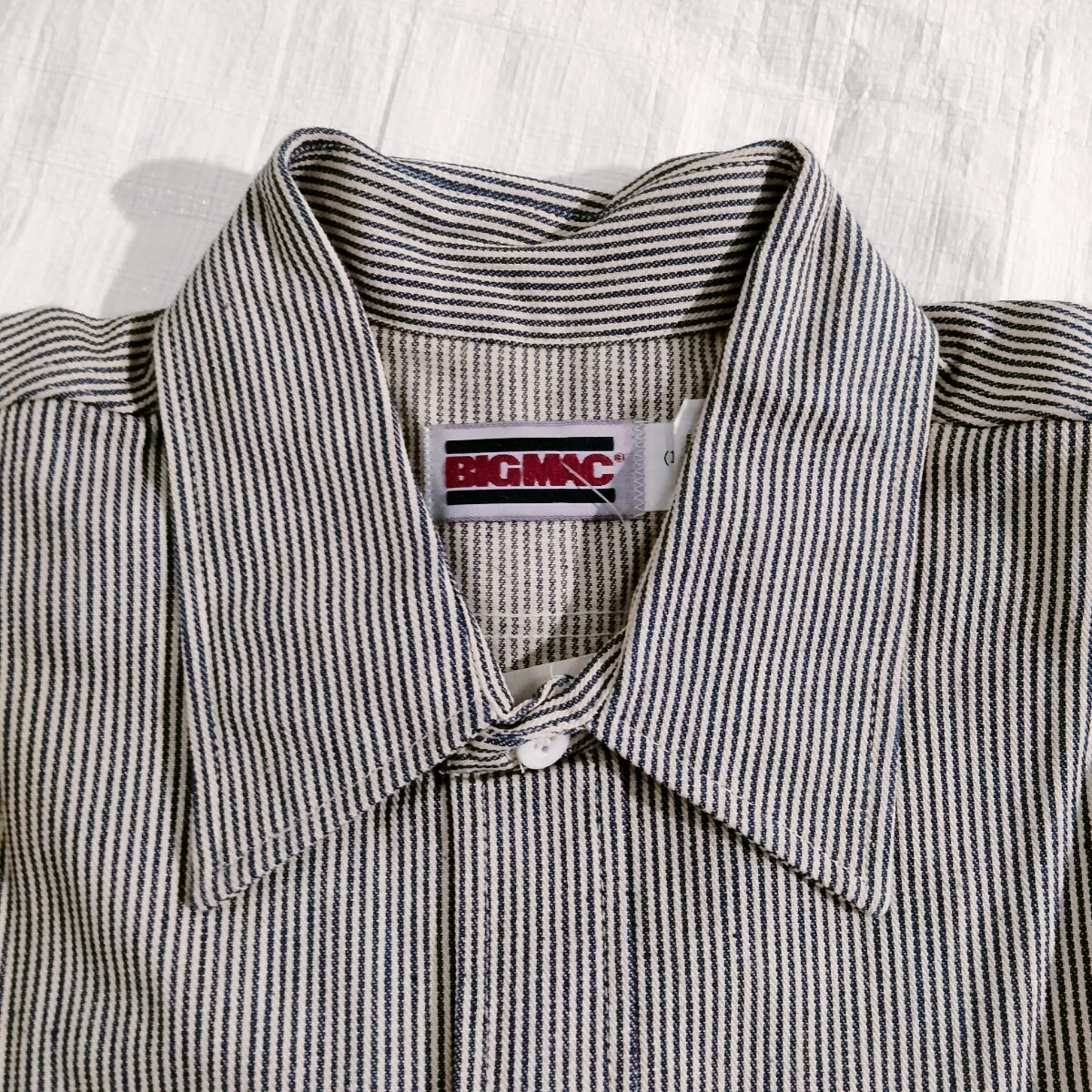 BIG MAC ビッグマック ヒッコリー ストライプ 長袖 ワークシャツ L 80?90's vintage deadstock デッドストック　6ボタン bigmac jcpenny
