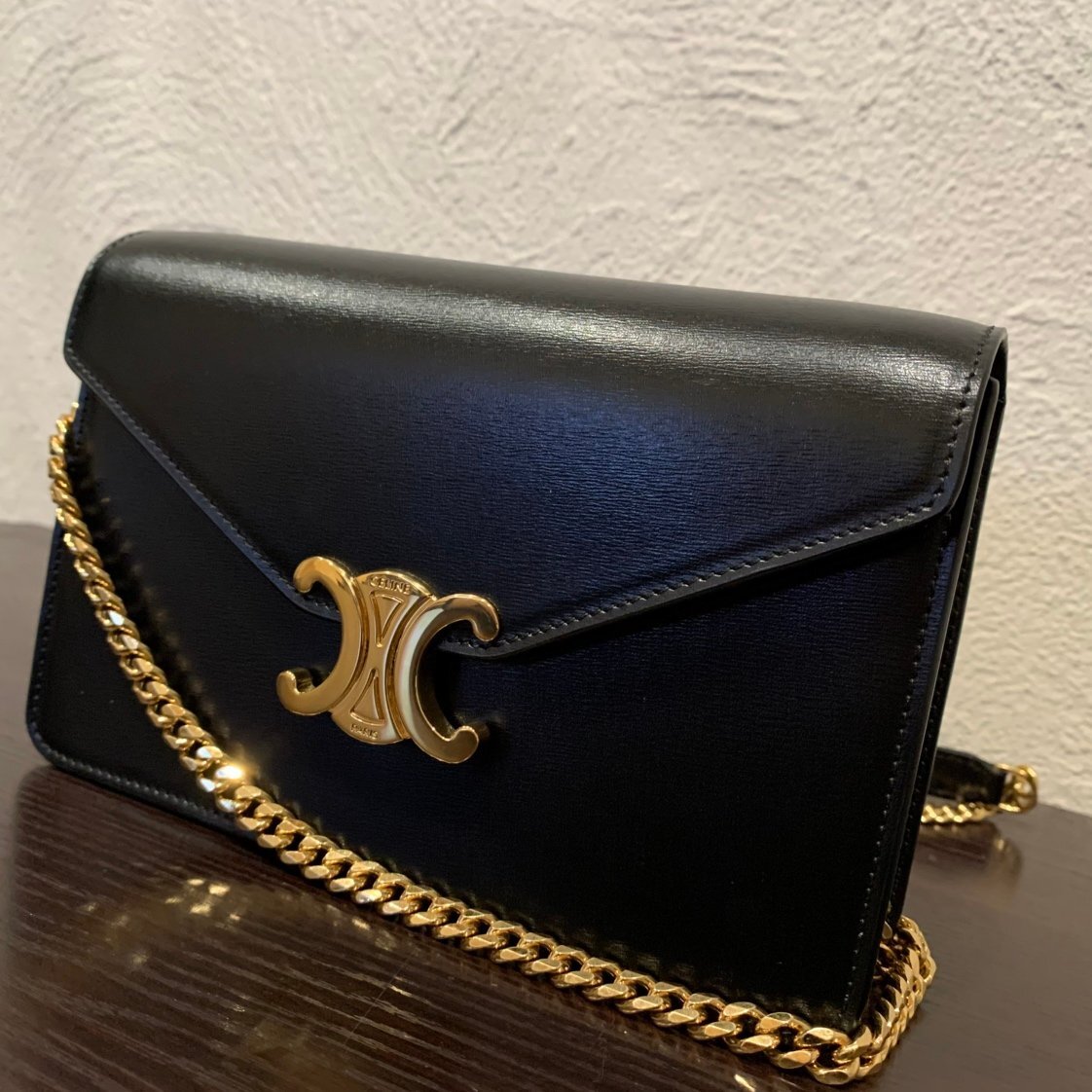 【77】美品 CELINE セリーヌ トリオンフ バッグ チェーンショルダー チェーンウォレット ミニ カーフスキン ブランド レディース 人気