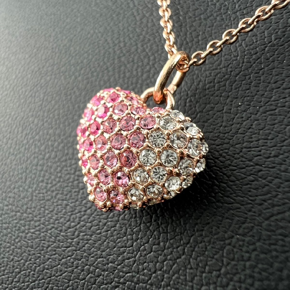 【77】 COACH コーチ ネックレス ハートモチーフ キラキラ ピンクゴールドカラー レディース アクセサリー (約) 全長(zhǎng)46cm 5.9g