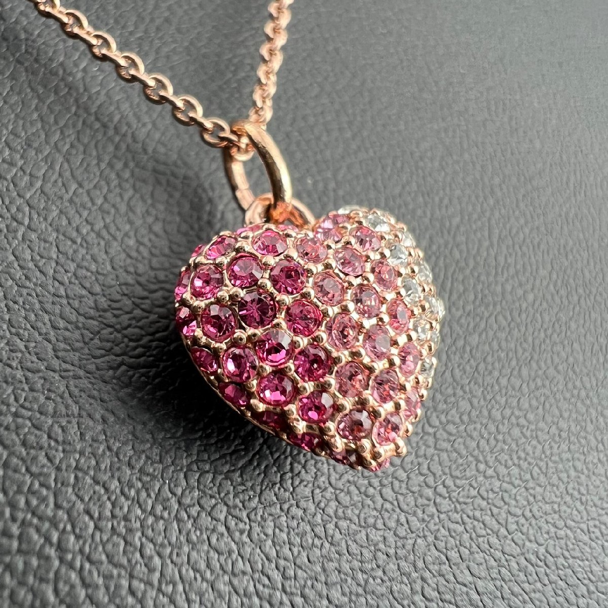 【77】 COACH コーチ ネックレス ハートモチーフ キラキラ ピンクゴールドカラー レディース アクセサリー (約) 全長(zhǎng)46cm 5.9g