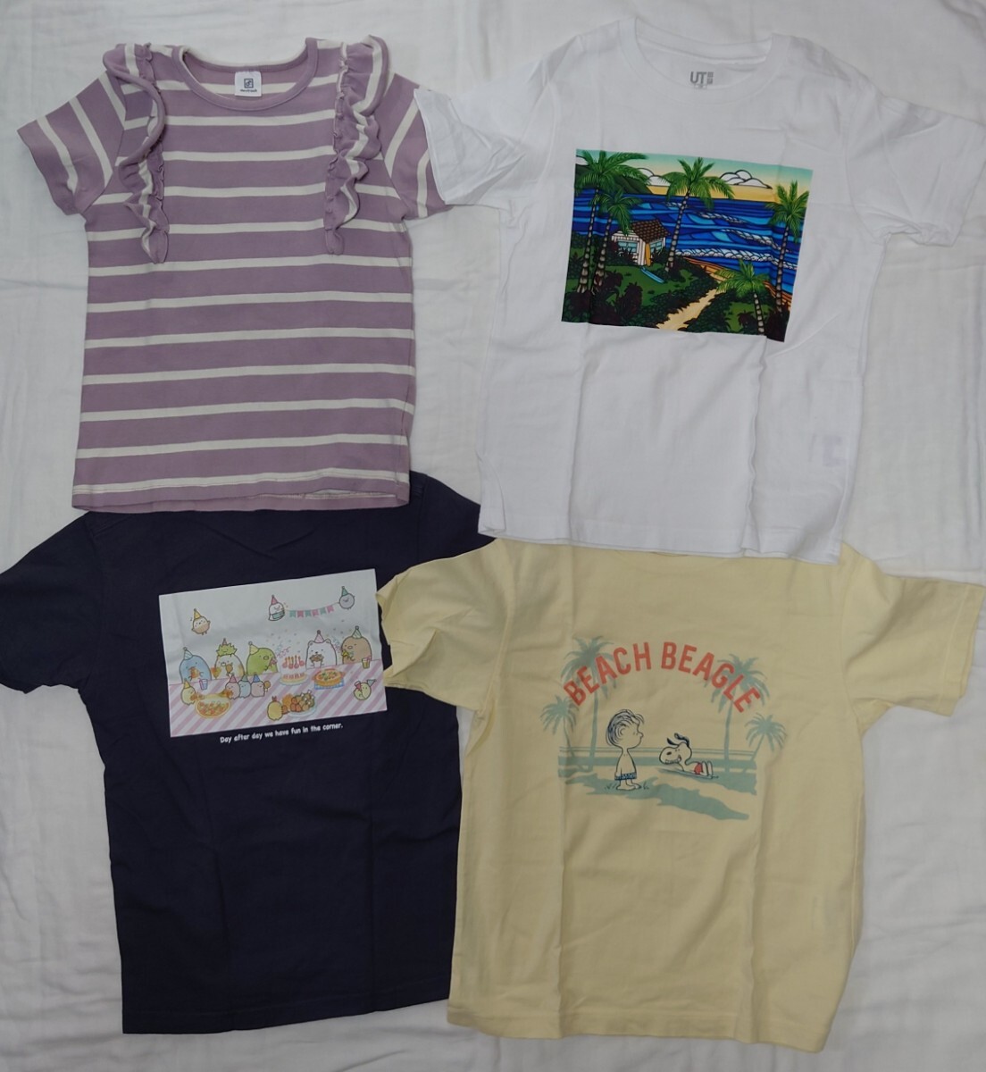 値下げ★女の子 小學(xué)生 Tシャツ 4枚セット 130サイズ ユニクロ UNIQLO デビロック 半袖 UT スヌーピー ヘザーブラウン すみっコぐらし
