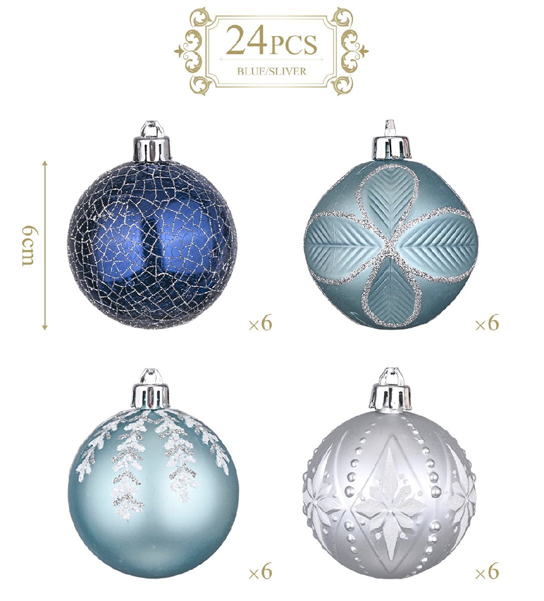 クリスマスツリーオーナメント ボール型24個(gè)セット BLUE/SLIVER オーナメントボール 裝飾 Xmas Christmas デコレーション インテリア 雑貨