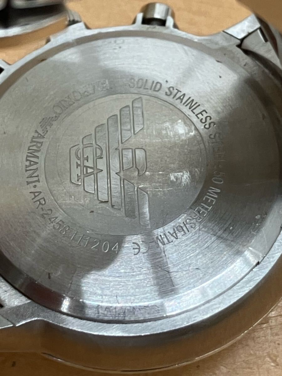 【c729】稼働 良品 エンポリオアルマーニ クロノグラフ AR-2458 白文字盤 QZ メンズ 腕時計 電池交換済み