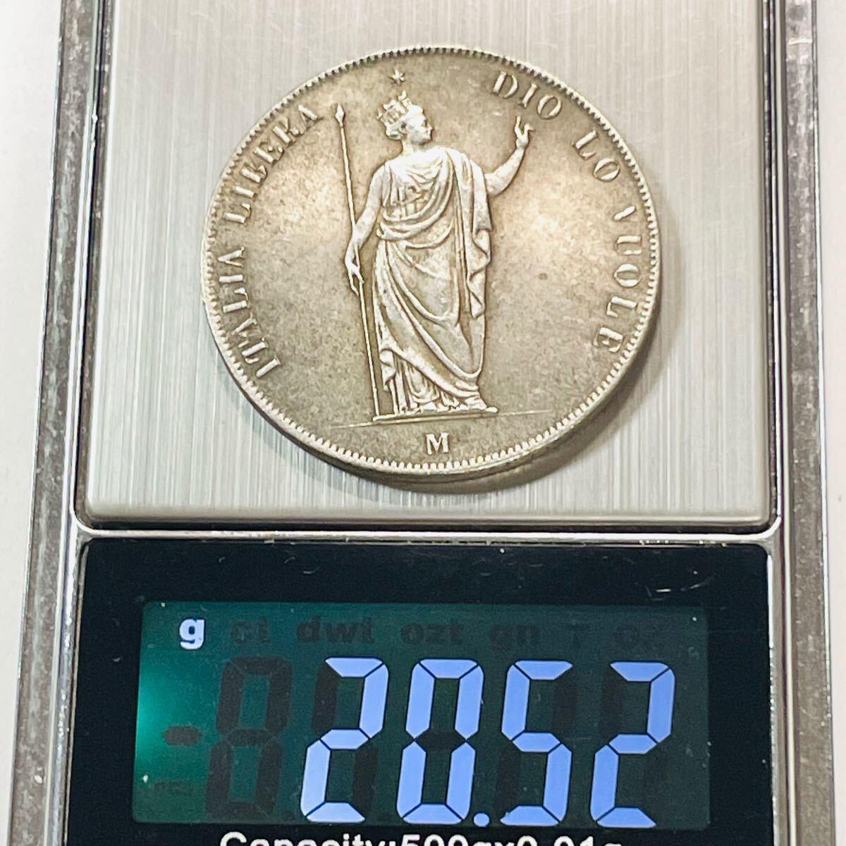 1848年イタリア　ミラノ　ロンバルディア革命臨時政府 5リラ銀貨 1848年 イタリア 5リラ 銀貨 槍を持つ女神 ロンバルディア臨時