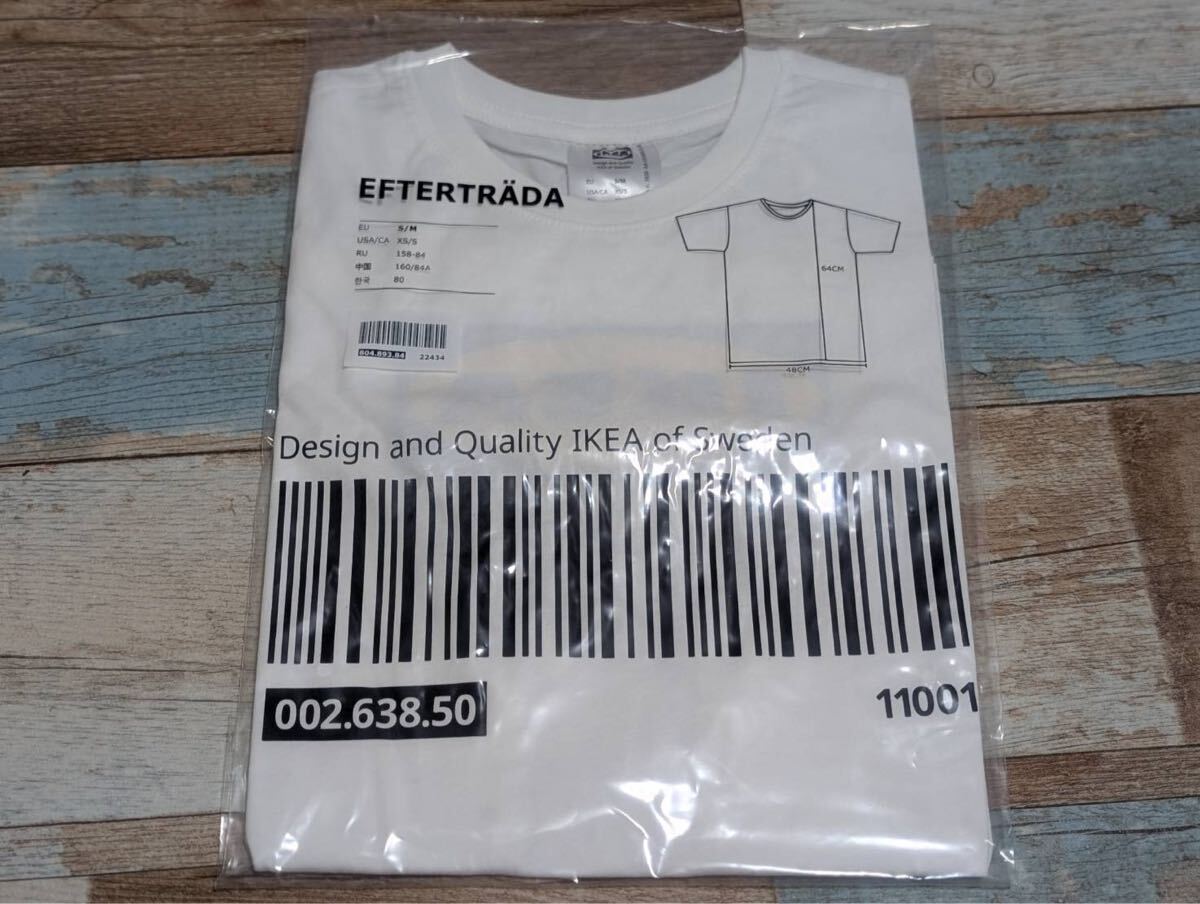 * бесплатная доставка * нераспечатанный товар *IKEA EFTERTRDA футболка S/M размер белый унисекс Ikea штрих-код футболка 1 листов (2)