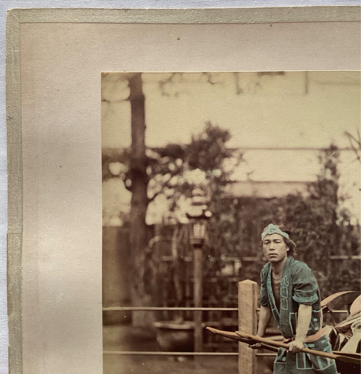 堂ヶ島渓谷＆人力車　二枚　古写真　大判　手彩色　明治　歴史資料　芸者　着物　宮ノ下　箱根　レトロ　アンティーク　_画像2