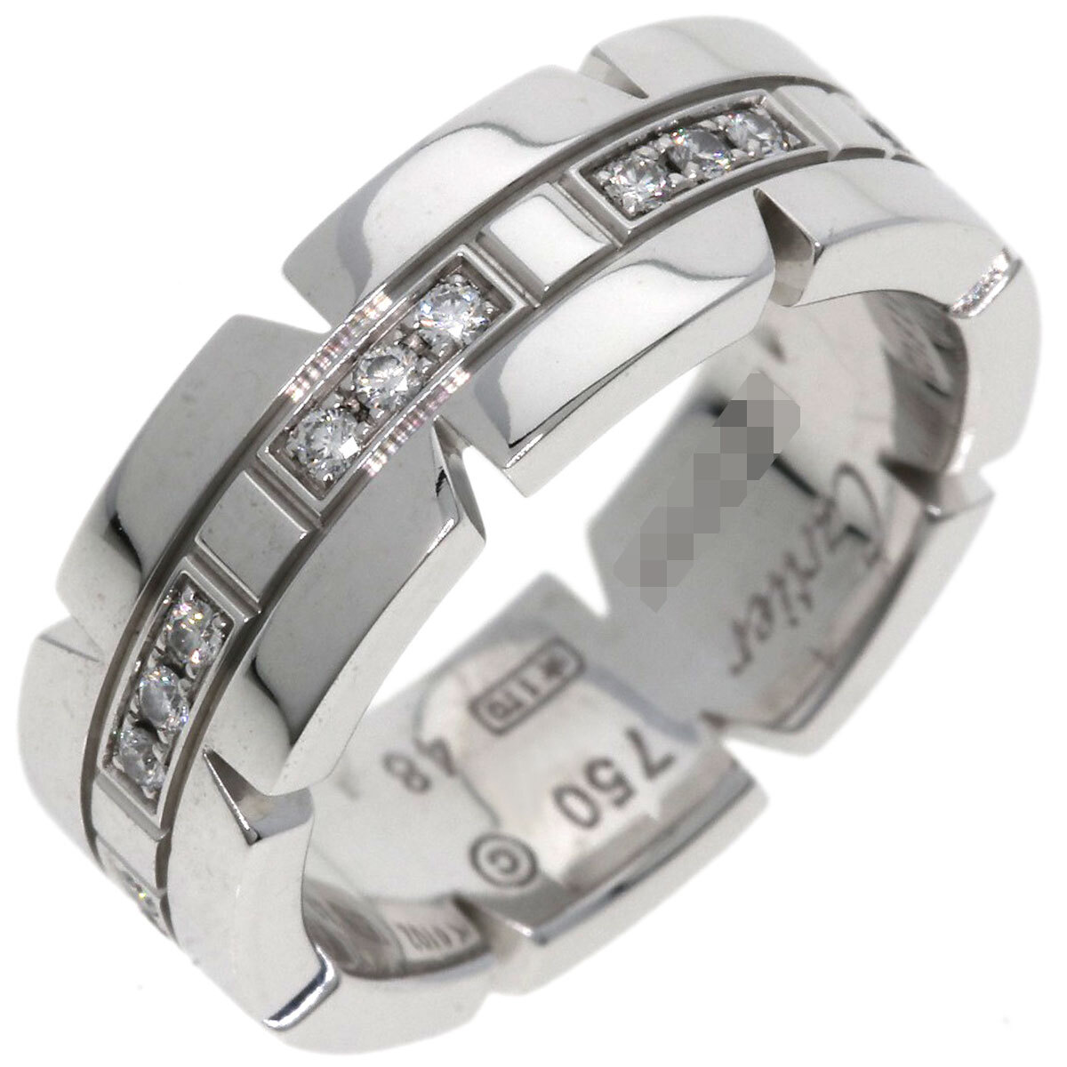 CARTIER カルティエ タンク フランセーズ ダイヤモンド #48 リング?指輪 K18ホワイトゴールド レディース 中古