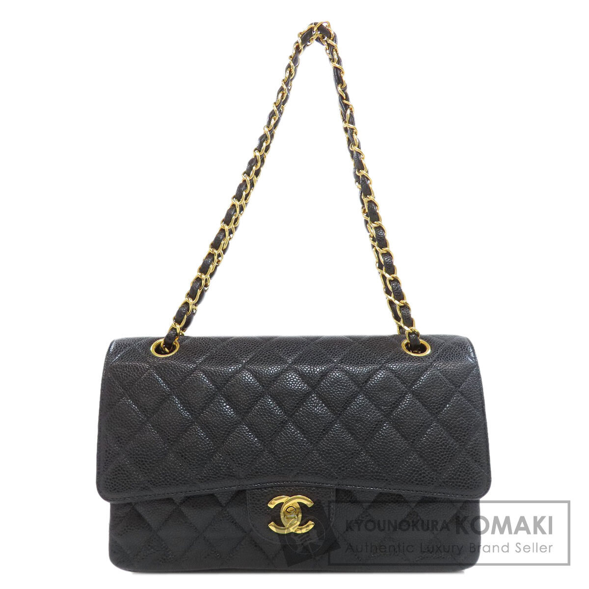CHANEL シャネル チェーンショルダー マトラッセ ゴールド金具 ショルダーバッグ グレインド カーフスキン レディース 中古