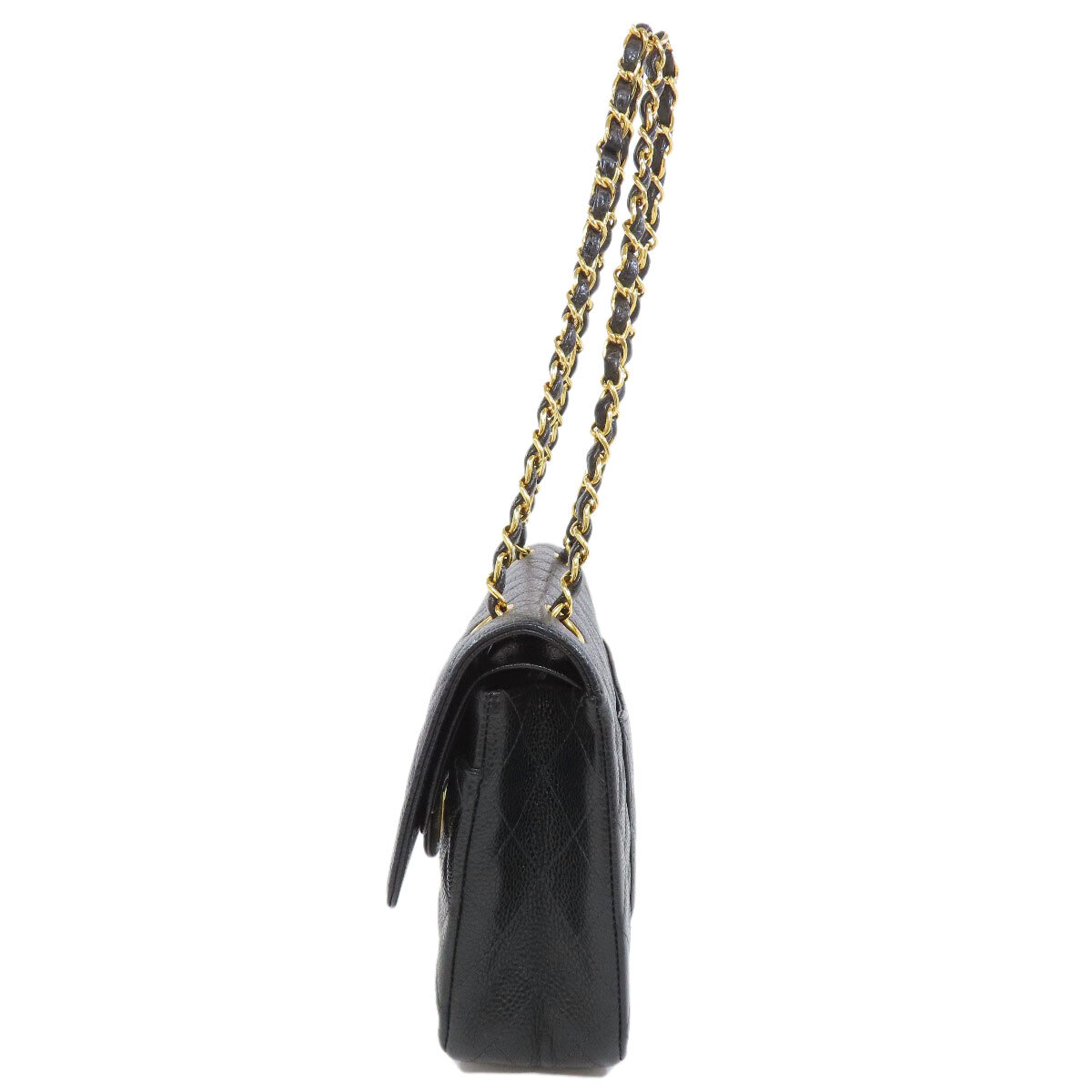 CHANEL シャネル チェーンショルダー マトラッセ ゴールド金具 ショルダーバッグ グレインド カーフスキン レディース 中古
