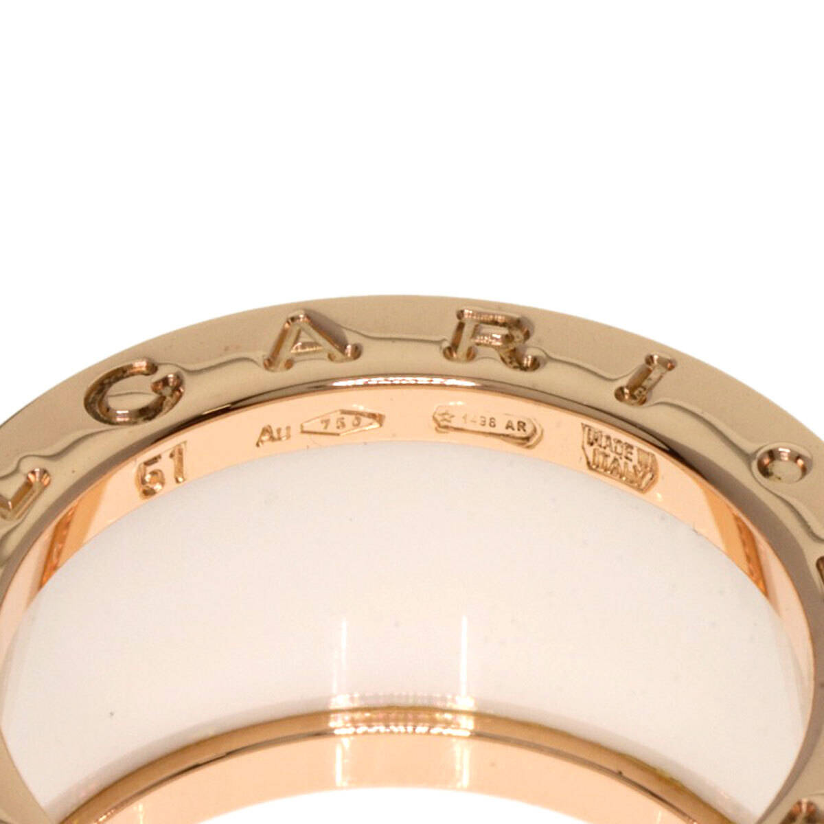 CARTIER カルティエ B-zero1 ビーゼロワン 4バンド ホワイトセラミック #51 リング?指輪 K18ピンクゴールド レディース 中古