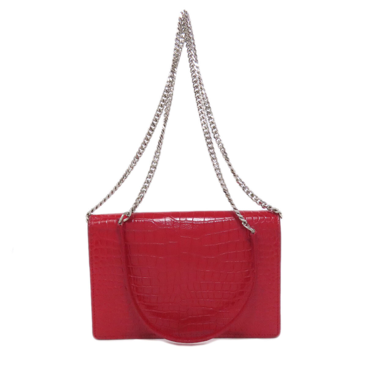 YVES SAINT LAURENT イヴ・サンローラン チェーンウォレット 型押し 長財布(小銭入れあり) レザー レディース 中古_画像2