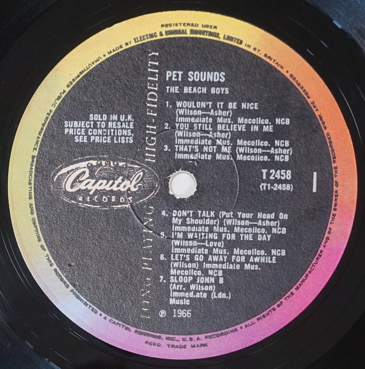 UK Original 初回 CAPITOL T 2458 PET SOUNDS / The Beach Boys MAT: 1/1