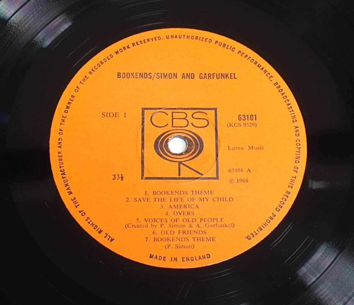  первоклассный! UK Original первый раз CBS MONO 63101 Bookends / Simon and Garfunkel MAT: A1/B1