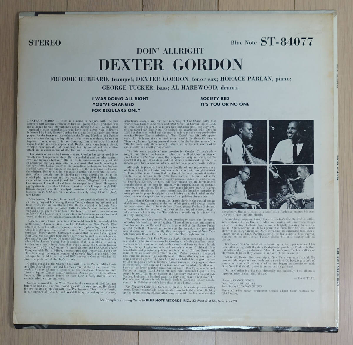 極美! US BLUE NOTE BST 84077 オリジナル Doin’ Allright / Dexter Gotdon NYC/RVG/EAR