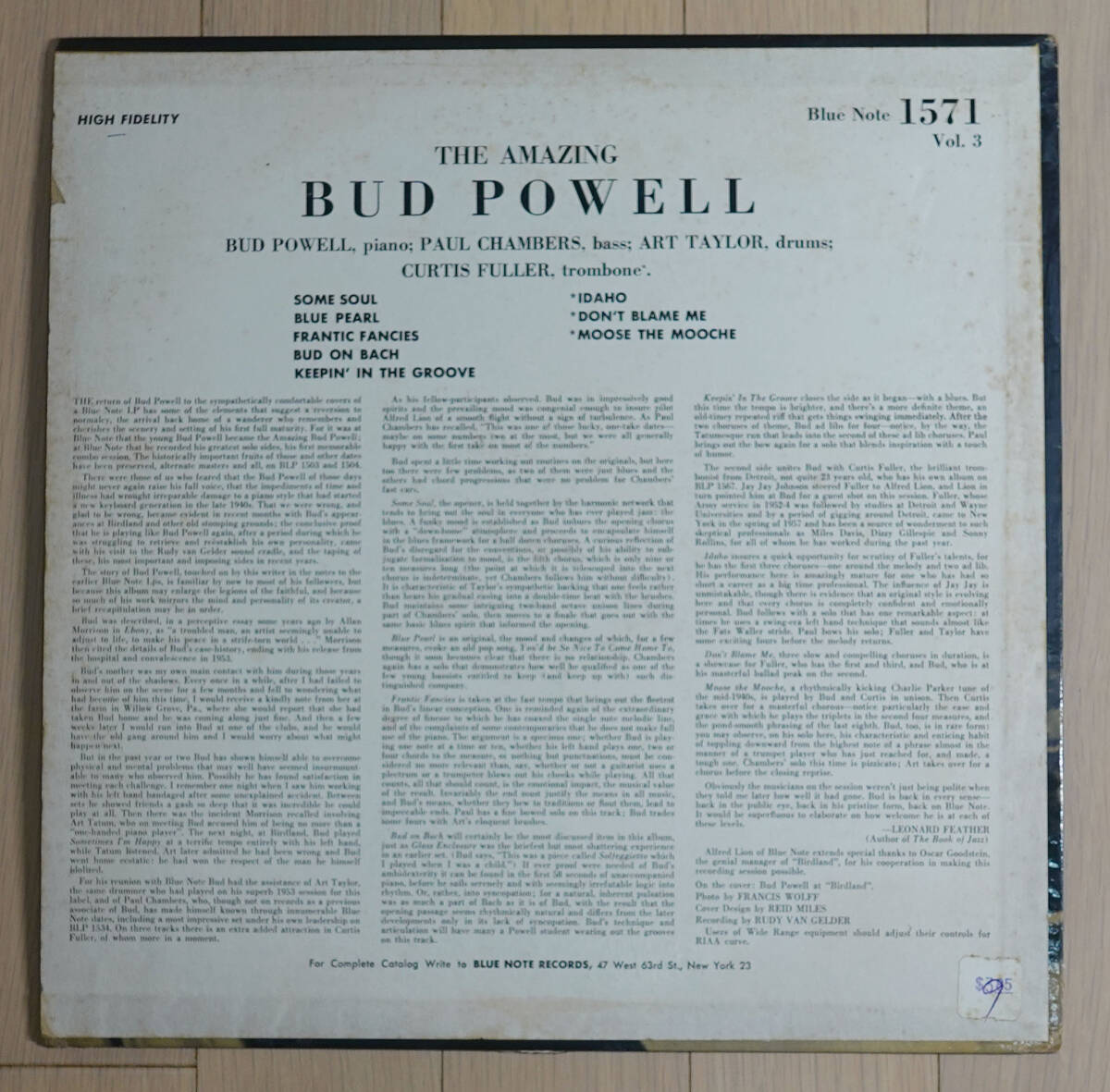 US BLUE NOTE BLP 1571 оригинал The Amazing Bud Powell Vol 3 63rd/DG/RVG/EAR/No R