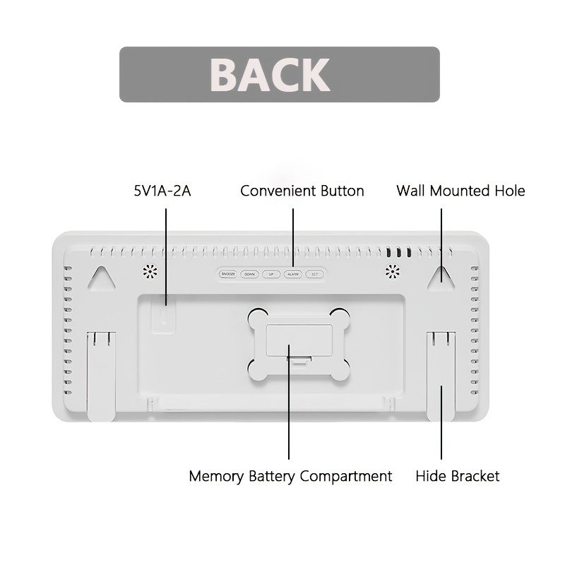 デジタル時計 壁掛け 置き型 グリーン 大型 35cm 大画面 目覚まし時計 自動調光 リモコン付き 気温 日付 湿度 曜日 アラーム 有線 t6868_画像3