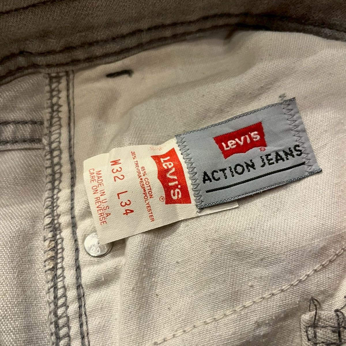 90s USA制 Levi's Action Jeans リーバイス ヴィンテージ デニムパンツ W32 L34 W80cm 530刻印 カラーデニム グレー 灰色 テーパード 80s